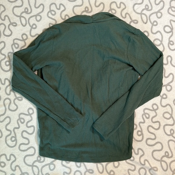 Anthropologie Green Cross Front Waffle Knit Long Sleeve - Picture 2 of 6